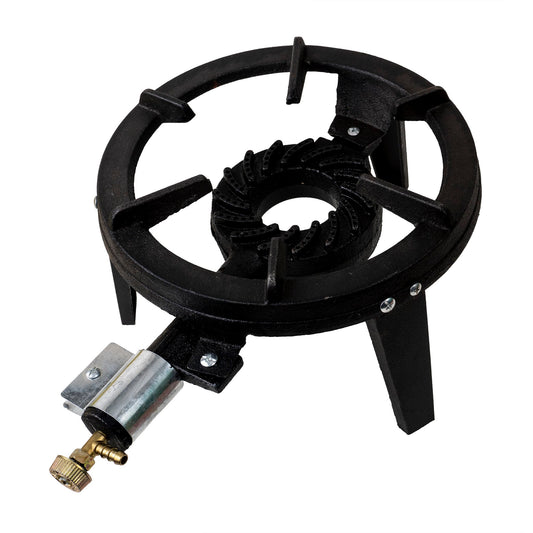 Set arzator rotund, pirostrie din fonta, (ZTS 5443) diametru 28cm, 2.5m furtun, 2 coliere, stut butelie / SET 30043