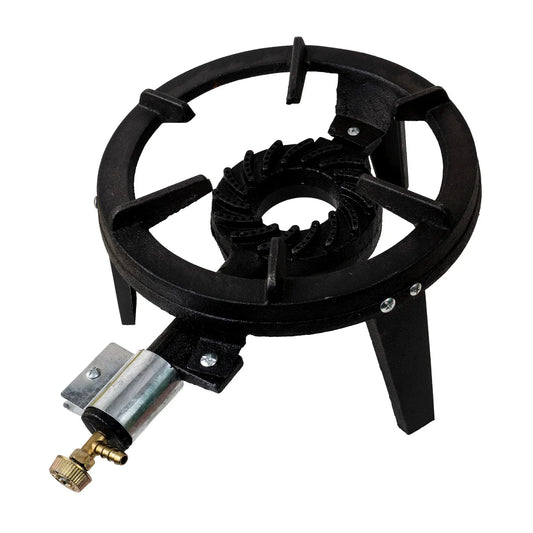 Set arzator rotund, pirostrie din fonta, (ZTS 5443) diametru 28cm, 2.5m furtun, 2 coliere, stut butelie / SET 30043 - 221.ro