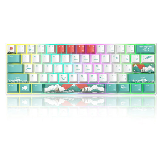 Tastatura Mecanica Timebox, 60% Compacta, RGB, Switch-uri Ivory White Hot-Swappable, Design Silentios si Portabil, Cablu Type-C Detasabil, Compatibila Windows si Mac, Coral - 221.ro