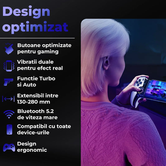 Controller Gaming Wireless Timebox, Hall Joystick, Bluetooth, Alb