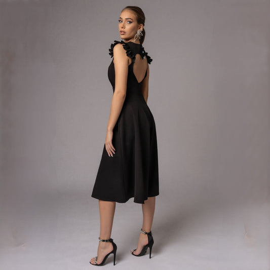 Salopeta dama neagra cu fusta pantalon New Romance