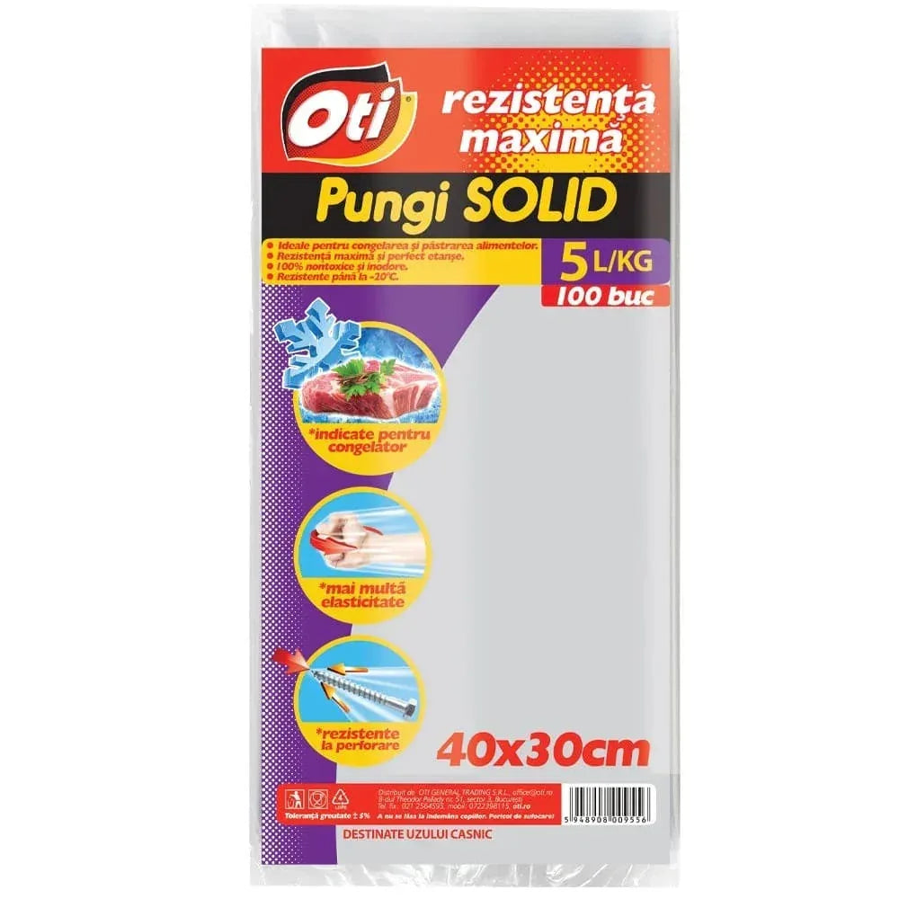 Pungi alimentare, capacitate 5kg, 100buc, 40x30cm OTI / 5948908009556 - 221.ro