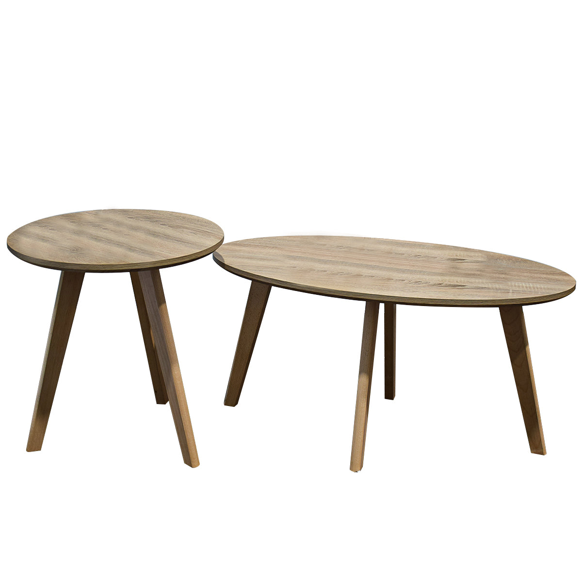 Set 2 masute de cafea, stil modern, Naimeed 650, Salcam Deschis