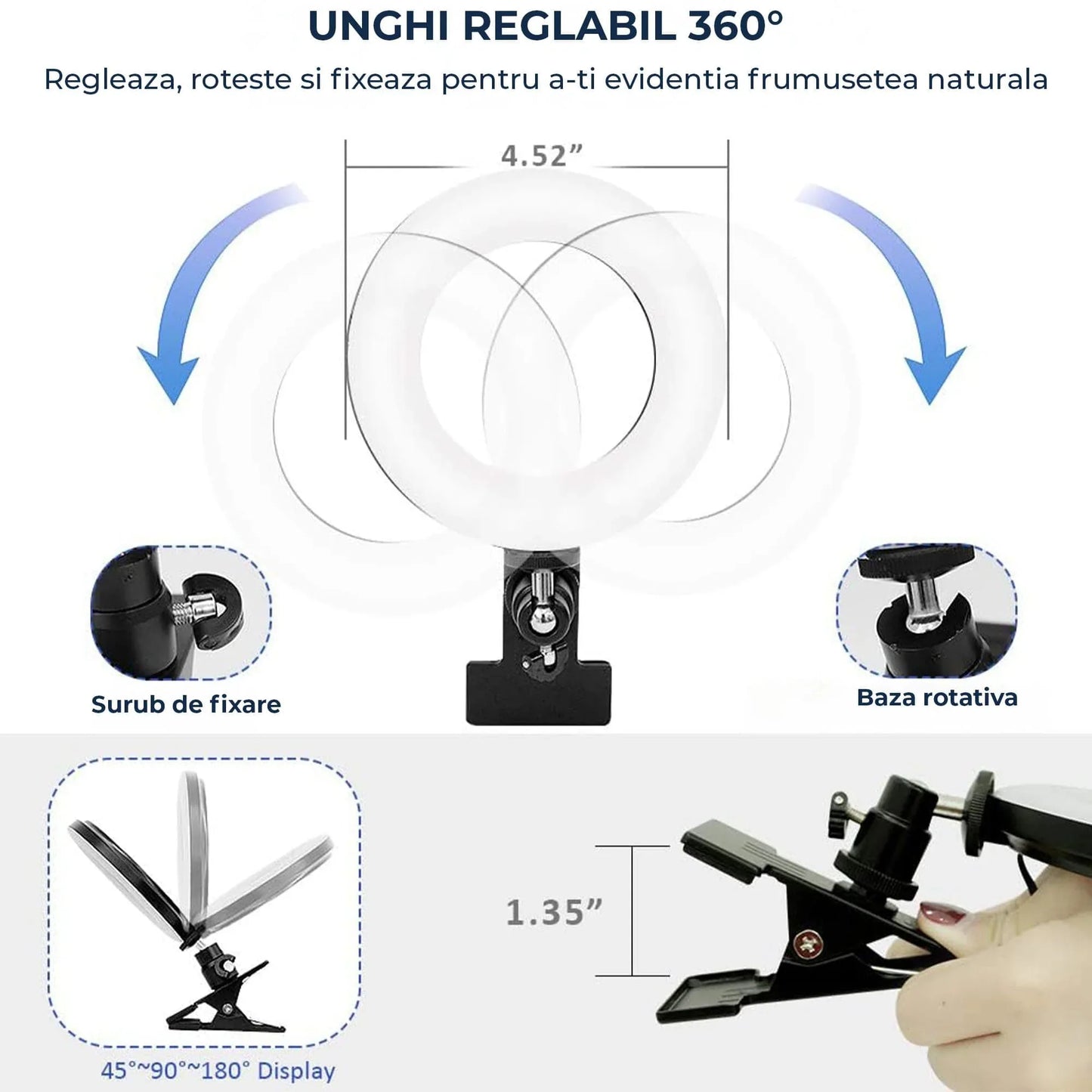 Lampa LED Ring Light pentru Videoconferinte Timebox