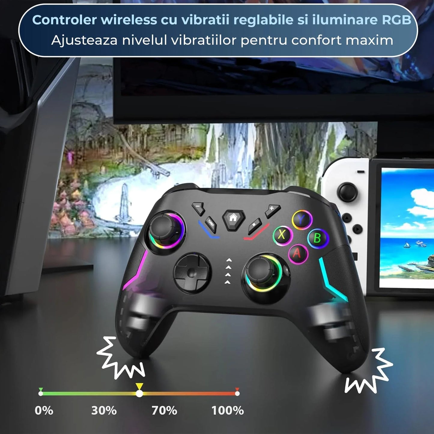 Controller Wireless Timebox, Nintendo Switch si Steam Deck, Negru