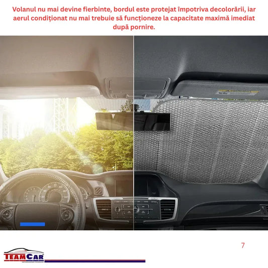 Parasolar Auto TeamCar® 140x70 cm – Aluminiu Dublu cu Ventuze - 221.ro