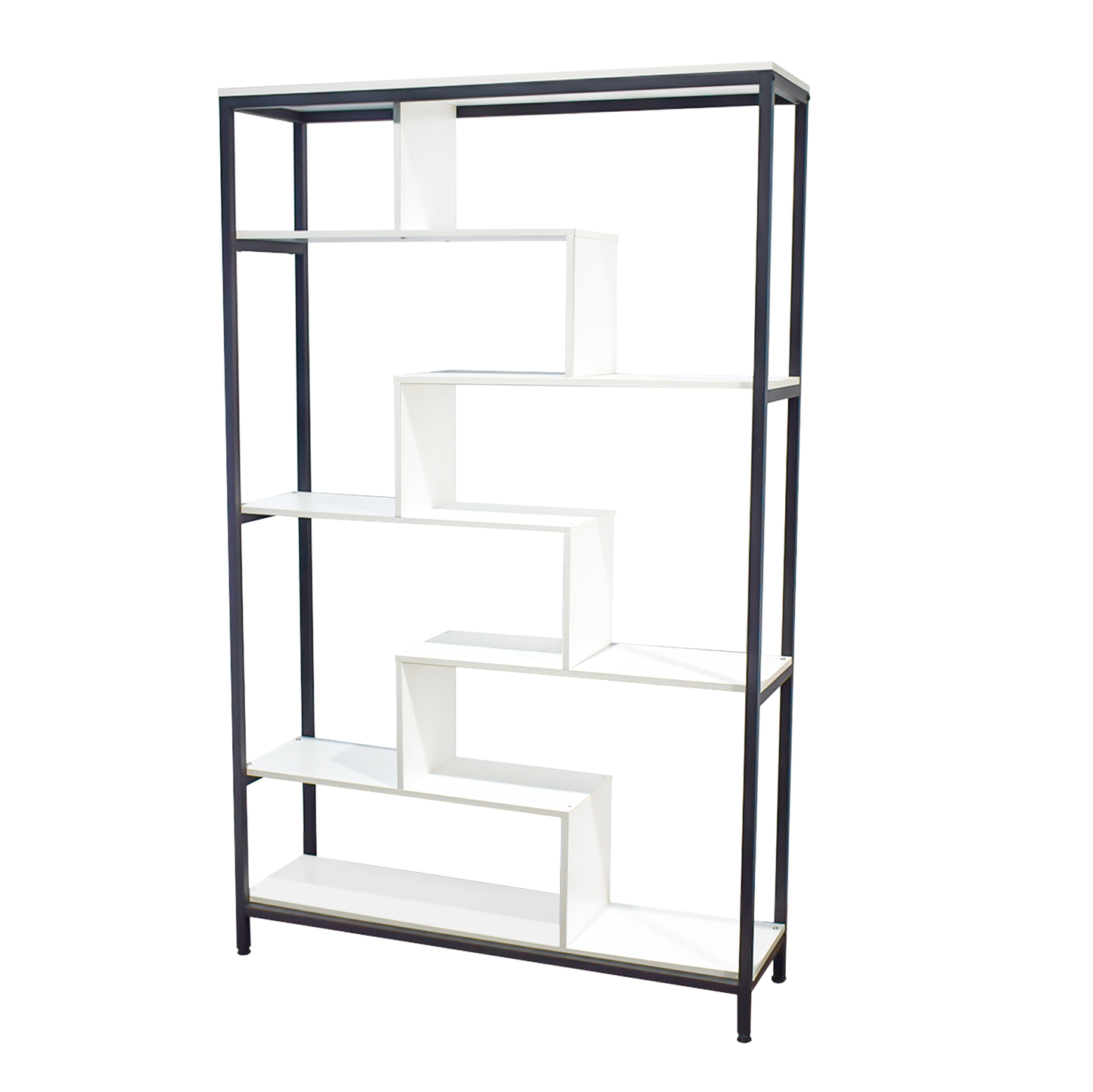 Biblioteca cu 6 polite, Naimeed BO-120, Negru/Alb