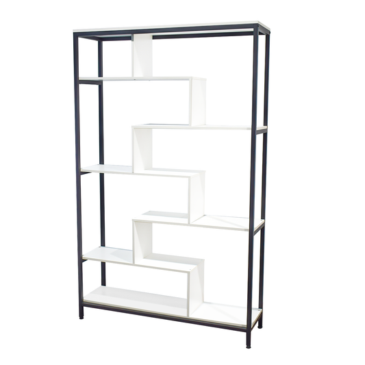 Biblioteca cu 6 polite, Naimeed BO-120, Negru/Alb