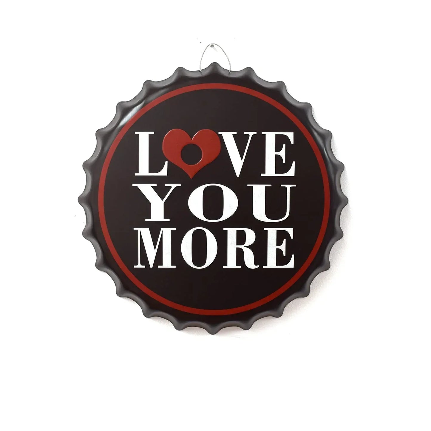 Tablou metalic volumetric tip capsa I Love You More D32, diametru 40 cm - 221.ro