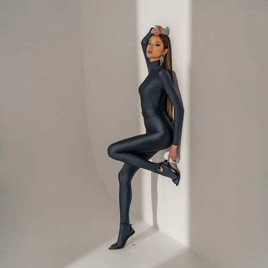Salopeta dama modelatoare din lycra contractoare Gun Metal