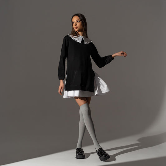 Rochie hanorac cu insertii tip camasa detasabile Retro