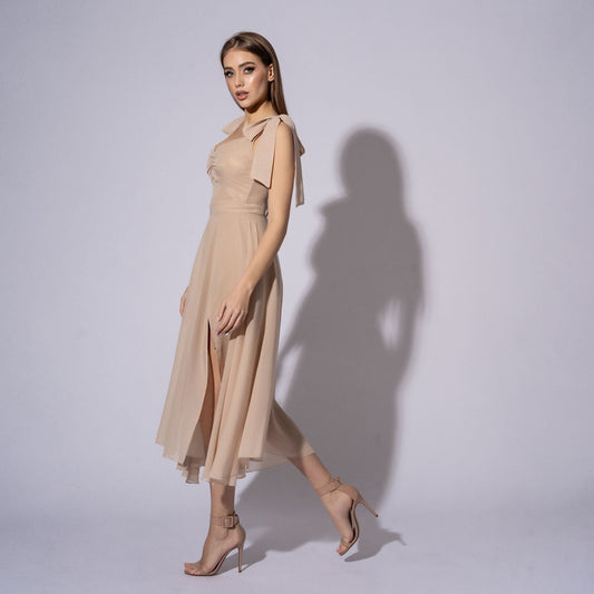 Rochie crem din voal cu bust tip corset Esme