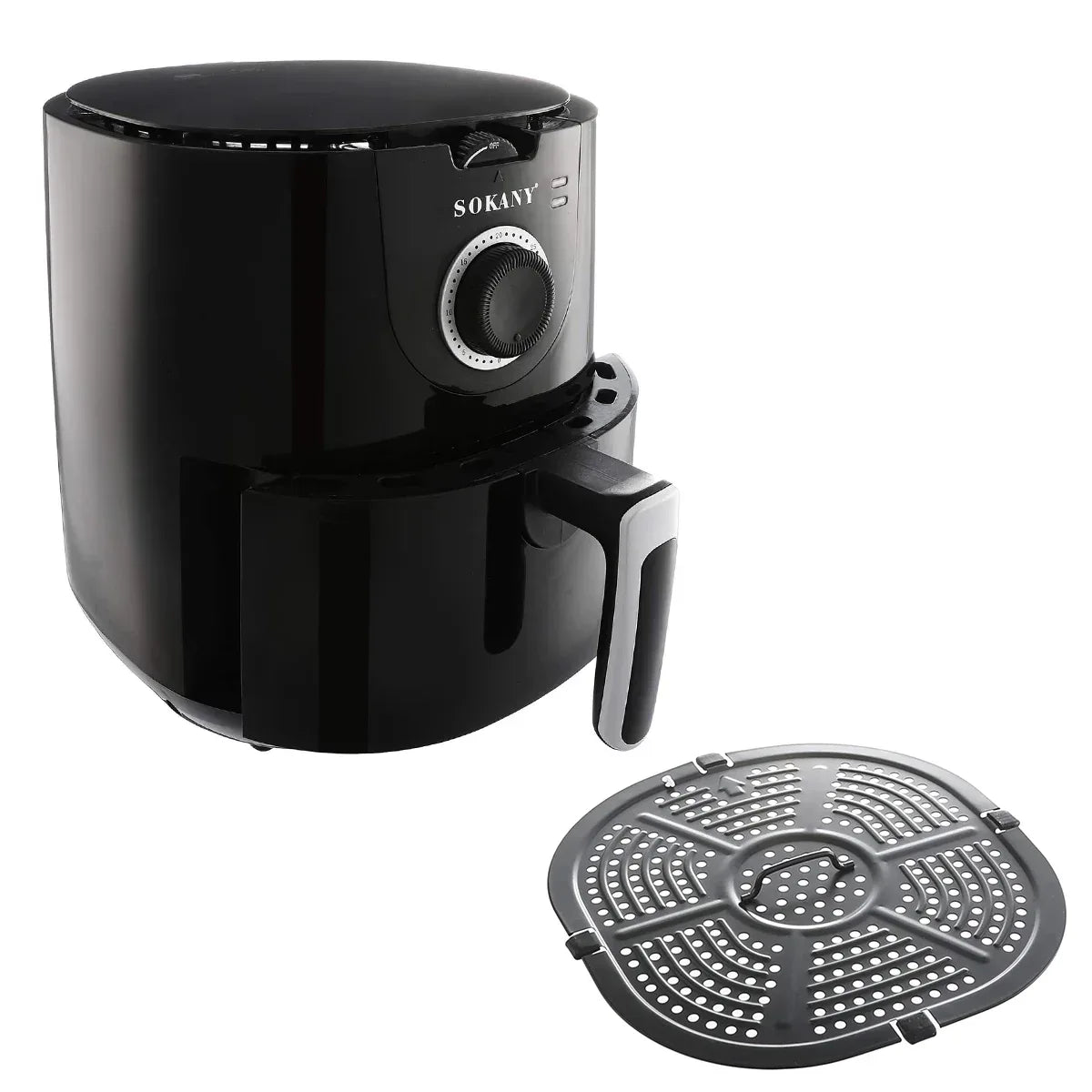 Friteuza fara ulei Sokany AF-002, 1500W, 5L, Control Temperatura, Negru/Inox - 221.ro
