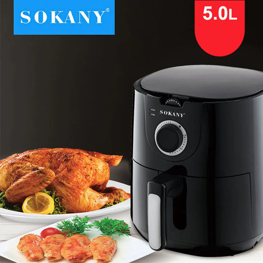 Friteuza fara ulei Sokany AF-002, 1500W, 5L, Control Temperatura, Negru/Inox - 221.ro