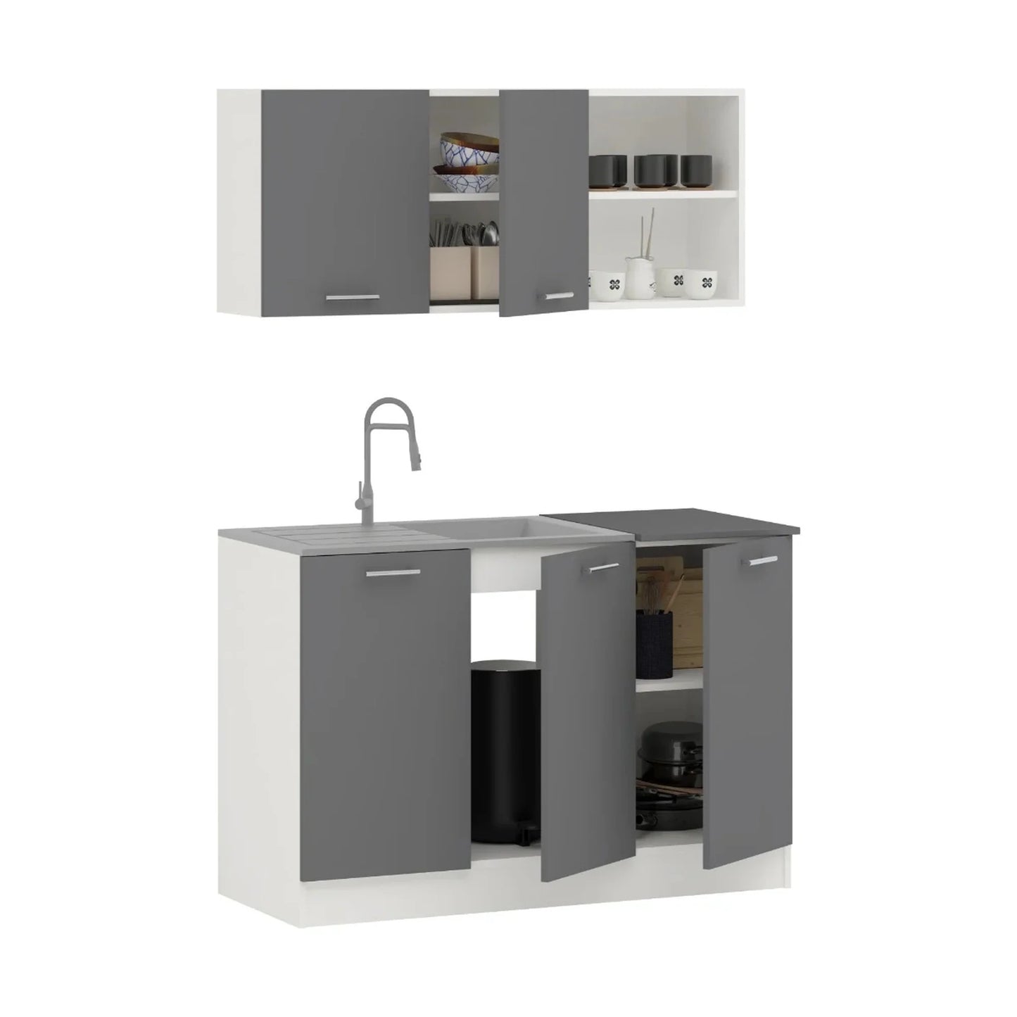 Set Bucatarie haaus Ara, Antracit/Alb, L 120 cm