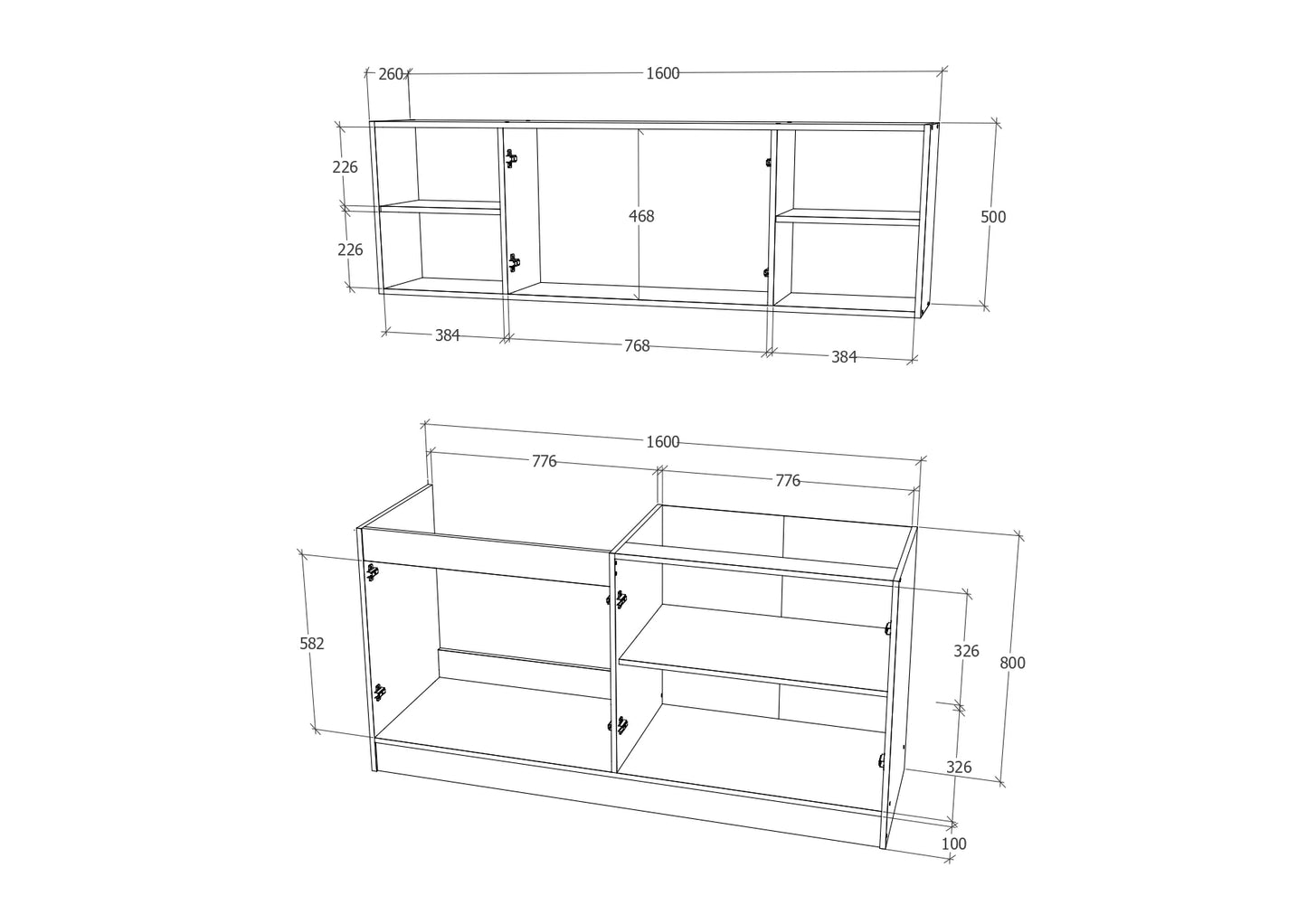 Set Bucatarie haaus Sena, Stejar Bronz/Alb, L 160 cm