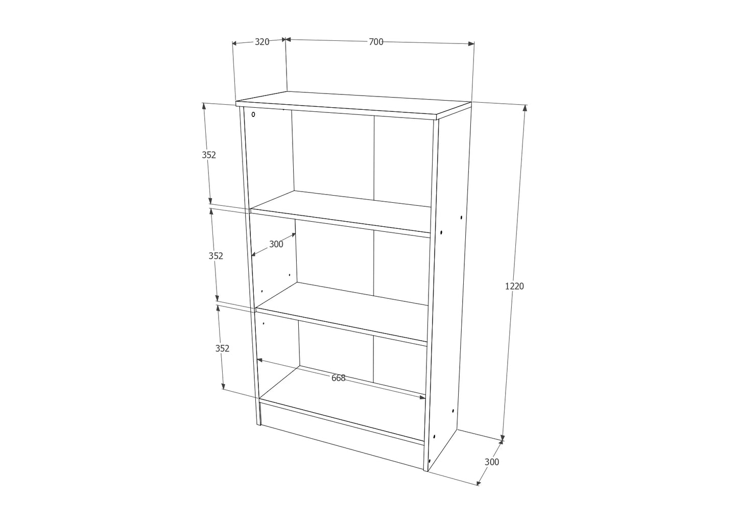 Biblioteca Flint, 2 Usi, Alba, 70 x 32 x 122 cm