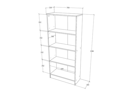 Biblioteca Flint, cu Usi Inferioare si O Polita, Stejar Bronz, 70 x 32 x 159 cm