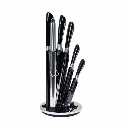 Set cutite cu suport, 8piese, inox, negru / CC9808 - 221.ro