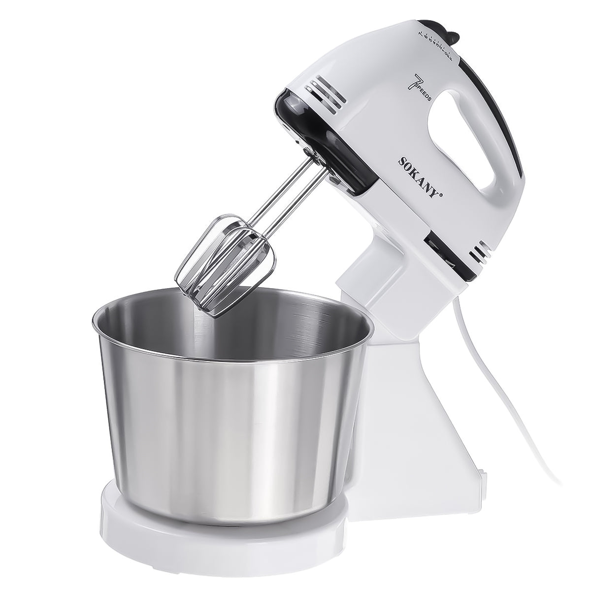 Mixer cu bol Sokany CX-6620, 250W, bol din inox 2L, 7 trepte de viteza, Alb