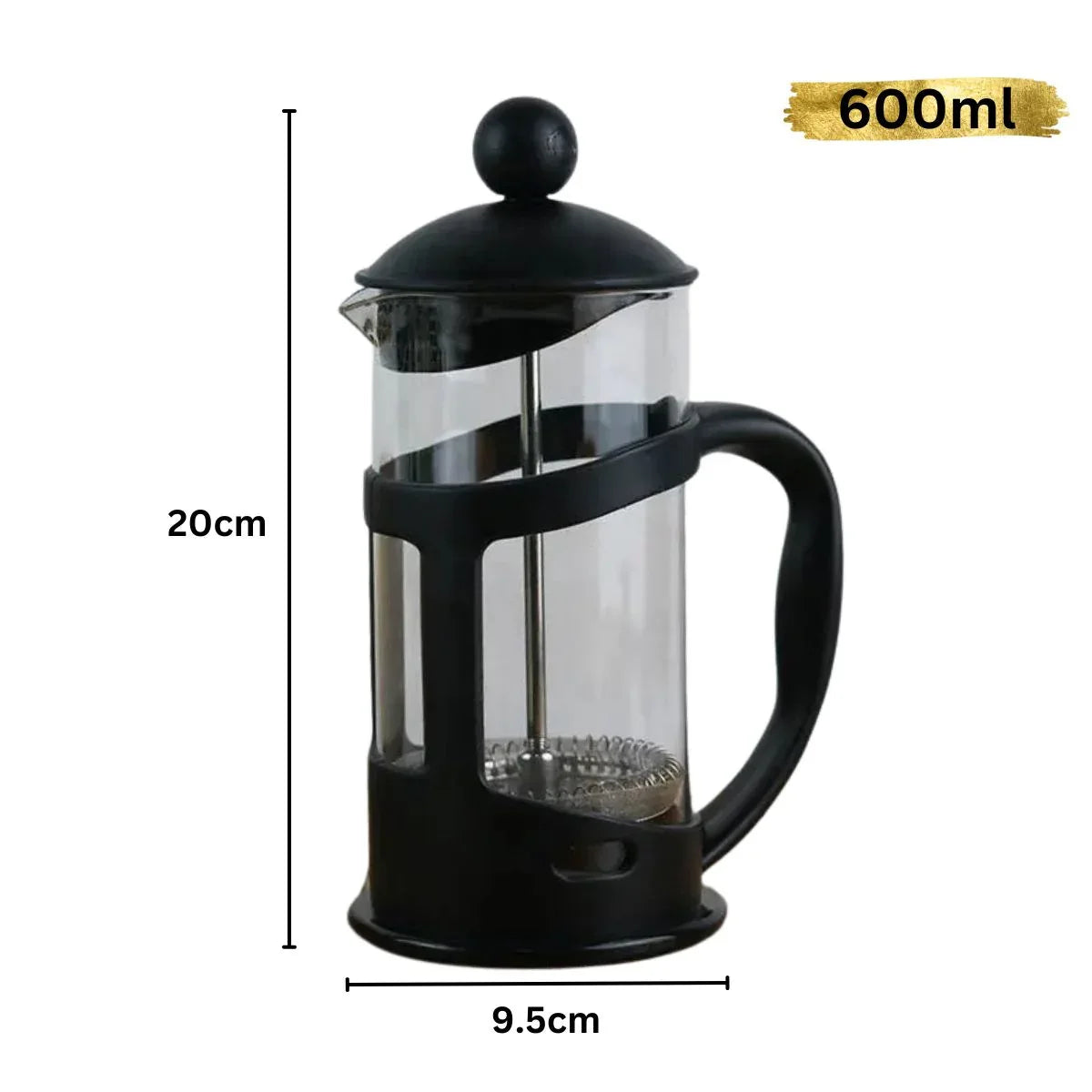 Infuzor de Cafea si Ceai French Press, Capacitate 600ml, Naimeed D6969, Sticla/Otel inoxidabil - 221.ro