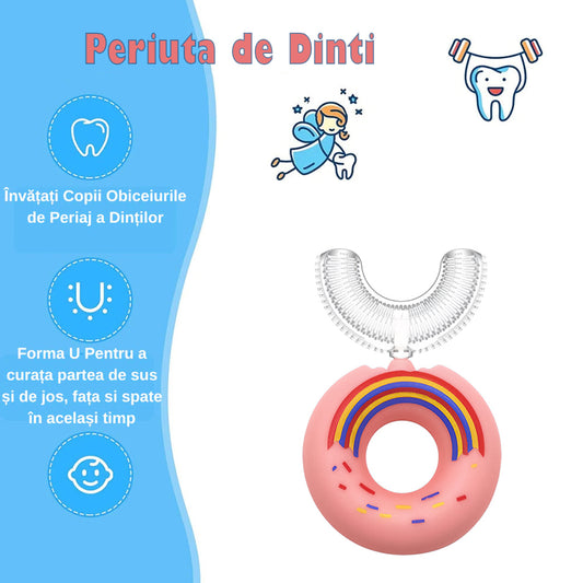 Set 5 Periute de Dinti Naimeed D1000, Roz, Circulare U-shape, pentru Copii 2-6 ani