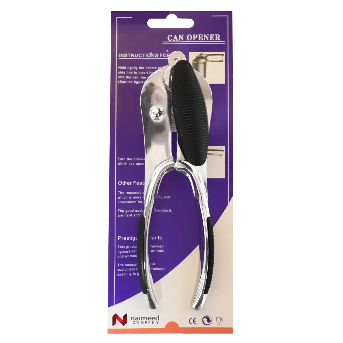 Desfacator Conserve, Otel inoxidabil, Maner antialunecare, Naimeed D1016, Argintiu/Negru - 221.ro