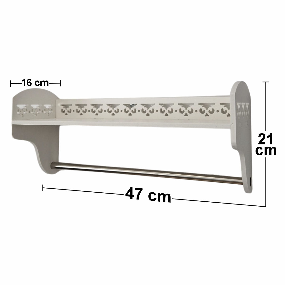Etajera pentru baie cu 1 raft, Naimeed D129 PVC, Alb, 21x47x16cm