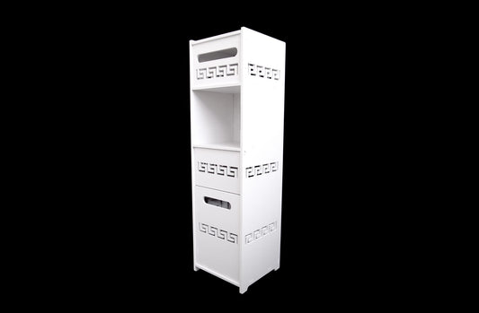 Dulapior cu un raft, compartiment pentru hartie si doua usi, Naimeed D147 PVC, culoare Alb, 25 x 90 x 25 cm