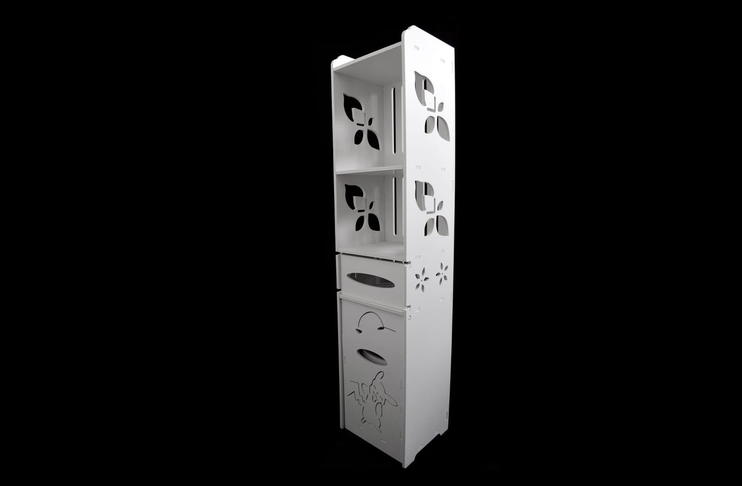 Dulapior cu 3 rafturi si compartiment pentru hartie, Naimeed D149 PVC, culoare Alb, 27 x 120 x 25 cm