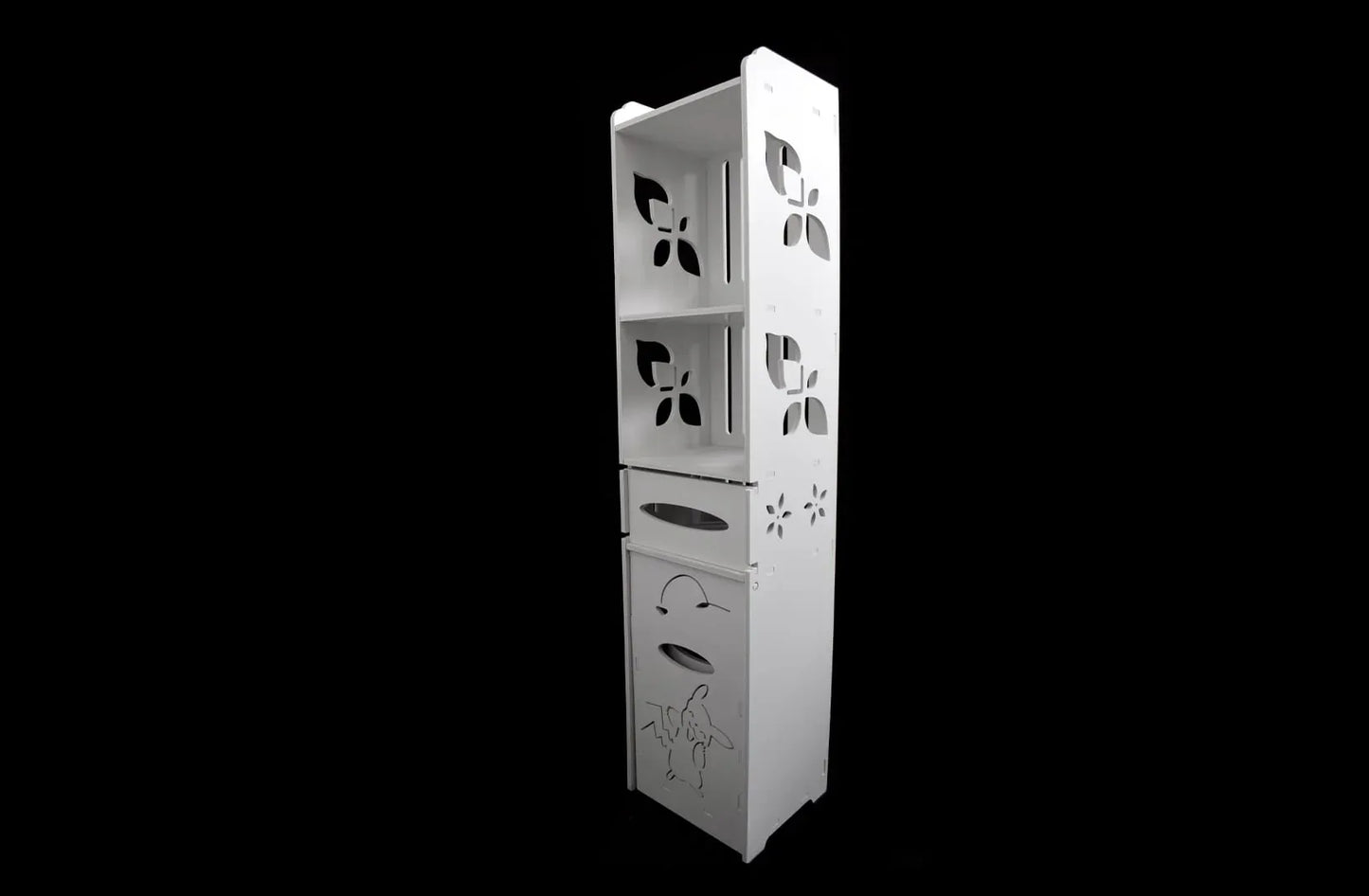 Dulapior cu 3 rafturi si compartiment pentru hartie, Naimeed D149 PVC, culoare Alb, 27 x 120 x 25 cm - 221.ro