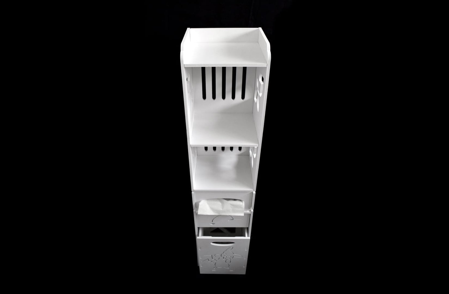 Dulapior cu 3 rafturi si compartiment pentru hartie, Naimeed D149 PVC, culoare Alb, 27 x 120 x 25 cm