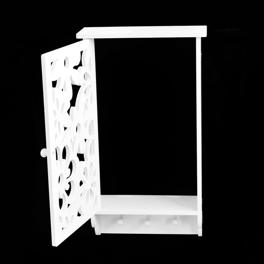 Dulap pentru baie cu agatatori, D15, culoare Alb, 47 x 11 x 26 cm