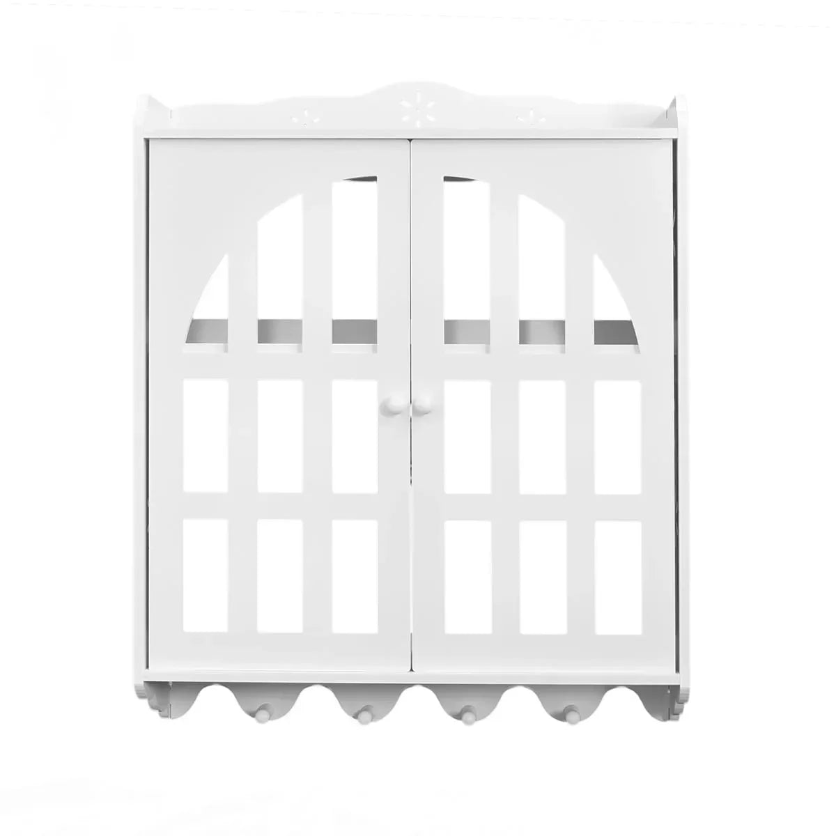 Dulap pentru baie cu agatatori si 2 nivele, D16, culoare Alb, 60 x 15 x 50 cm - 221.ro