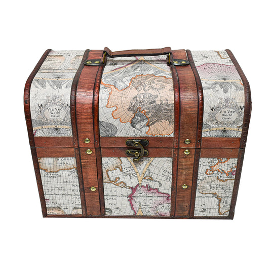 Set 3 cutii depozitare tip cufar, Naimeed D170SET, Lemn, Visiniu