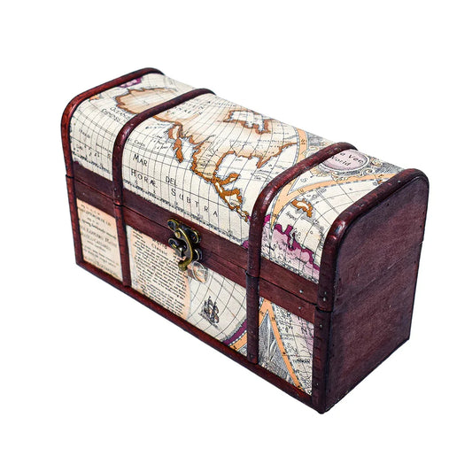 Cutie depozitare tip cufar, Naimeed D17024, 24x14x10 cm, Lemn, Visiniu - 221.ro