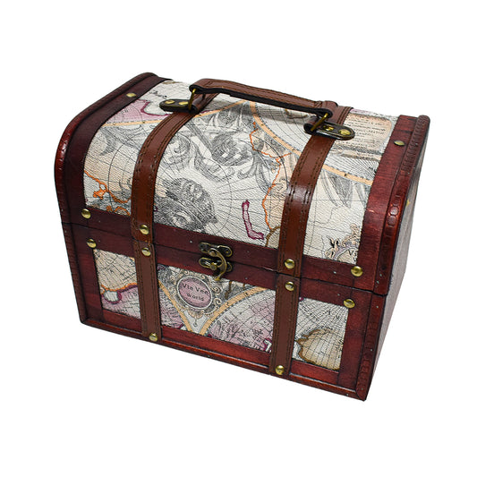 Set 3 cutii depozitare tip cufar, Naimeed D171SET, Lemn, Visiniu