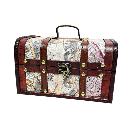 Cutie depozitare tip cufar, Naimeed D17122, 22x13x13 cm, Lemn, Visiniu