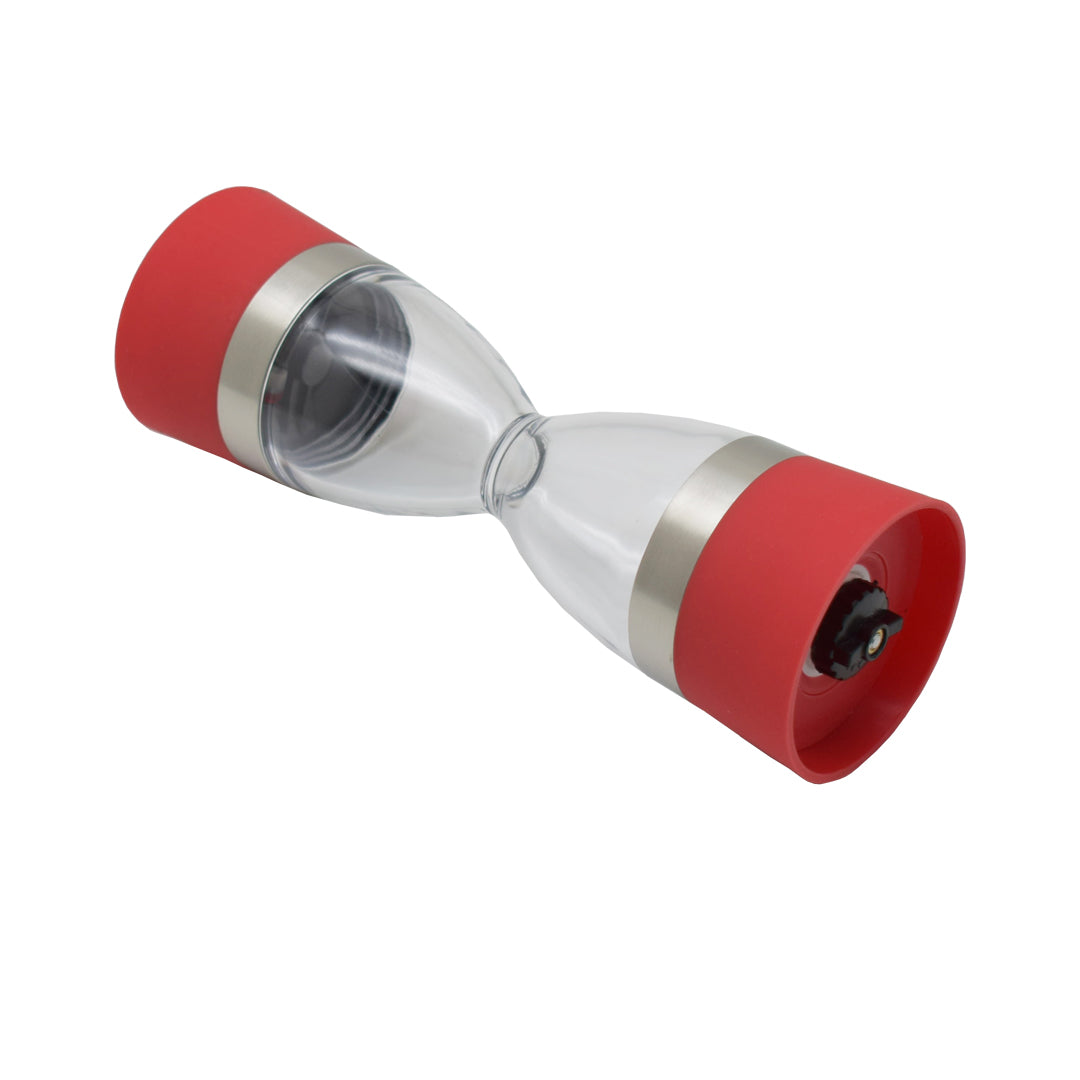 Rasnita dubla pentru sare si piper, Naimeed D2336, forma clepsidra, culoare Rosu, 18 x 6 cm