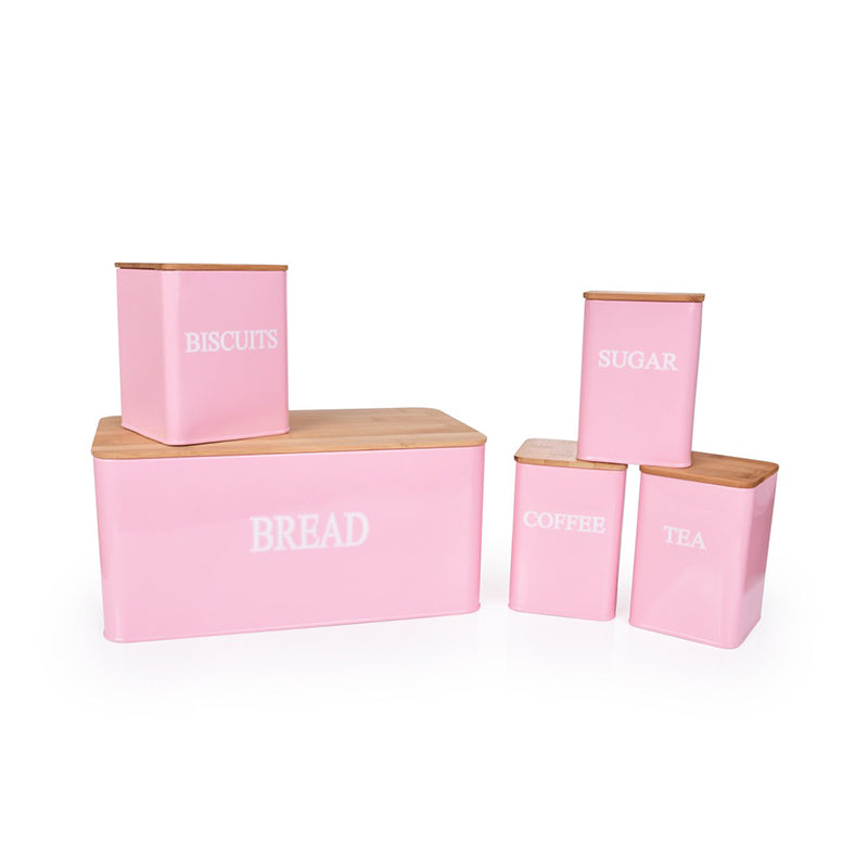 Set 5 cutii pentru depozitare, forma dreptunghiulara, Naimeed D2601-DREPT, Roz