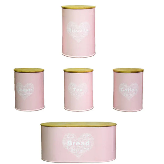 Set 5 cutii pentru depozitare, forma circulara, Naimeed D2601-ROTUND, Roz - 221.ro