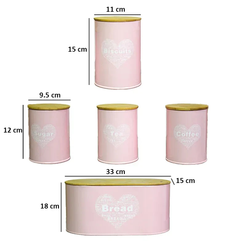 Set 5 cutii pentru depozitare, forma circulara, Naimeed D2601-ROTUND, Roz - 221.ro