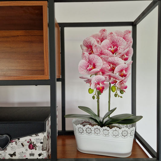 Vas decor din metal, Naimeed D2602, Alb, 130x275x135mm