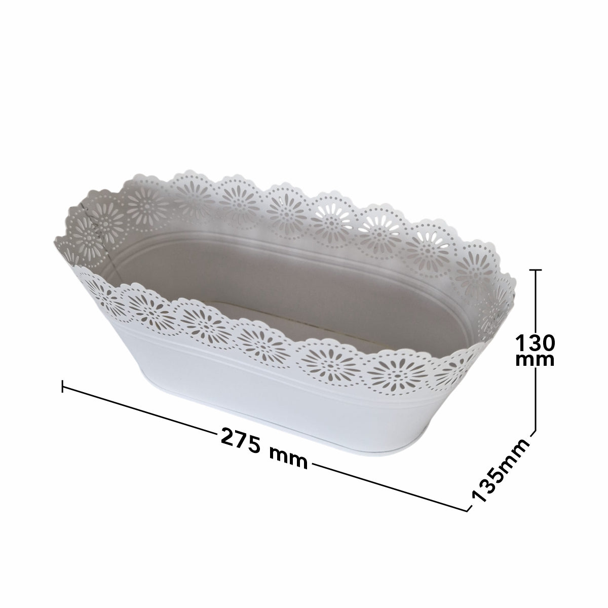 Vas decor din metal, Naimeed D2602, Alb, 130x275x135mm