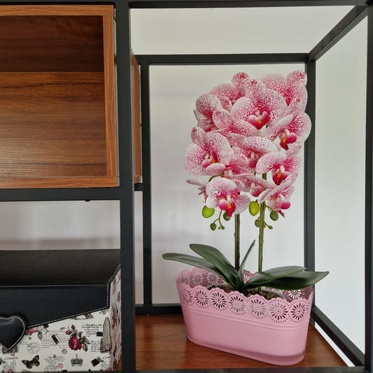 Vas decor din metal, Naimeed D2602, Roz, 130x275x135mm