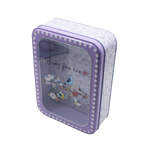 Cutie metalica cu capac transparent pentru decor/depozitare, Naimeed D2634 Bird, Multicolor, 19 x 15 x 6 cm