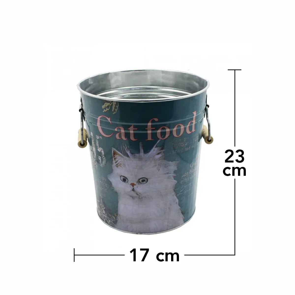 Galetusa decor cu capac din metal si manere din lemn, Naimeed D2644 Cat Food, Multicolor, 23 x 17 cm - 221.ro