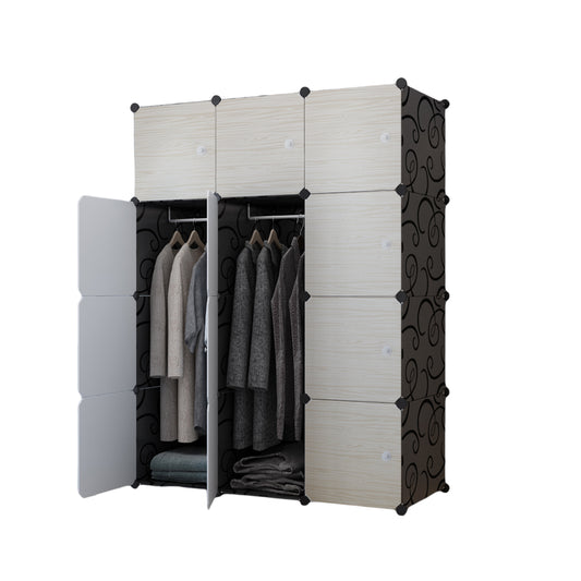 Dulap Modular, 12 usi, Naimeed D2672N, Negru/Crem