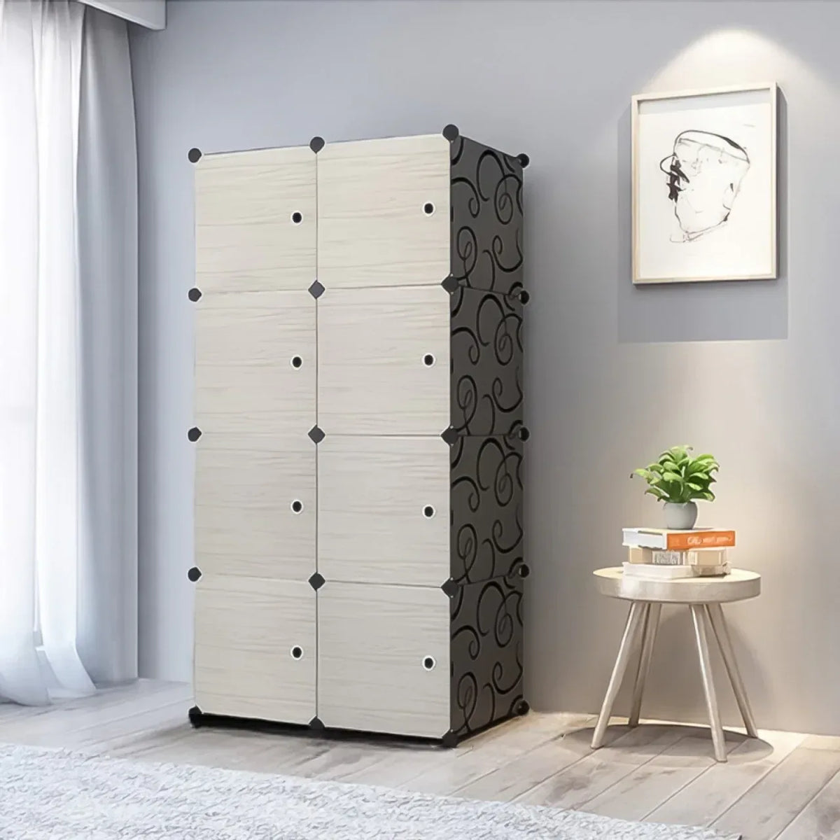 Dulap modular, Naimeed D2683L, Crem/Negru, 148x75x37 cm - 221.ro