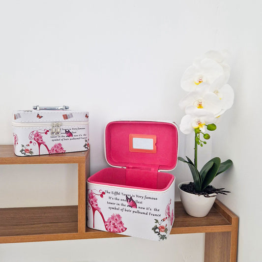 Set 2 Genti pentru cosmetice, Naimeed D269, France Pantof Inflorat, Roz